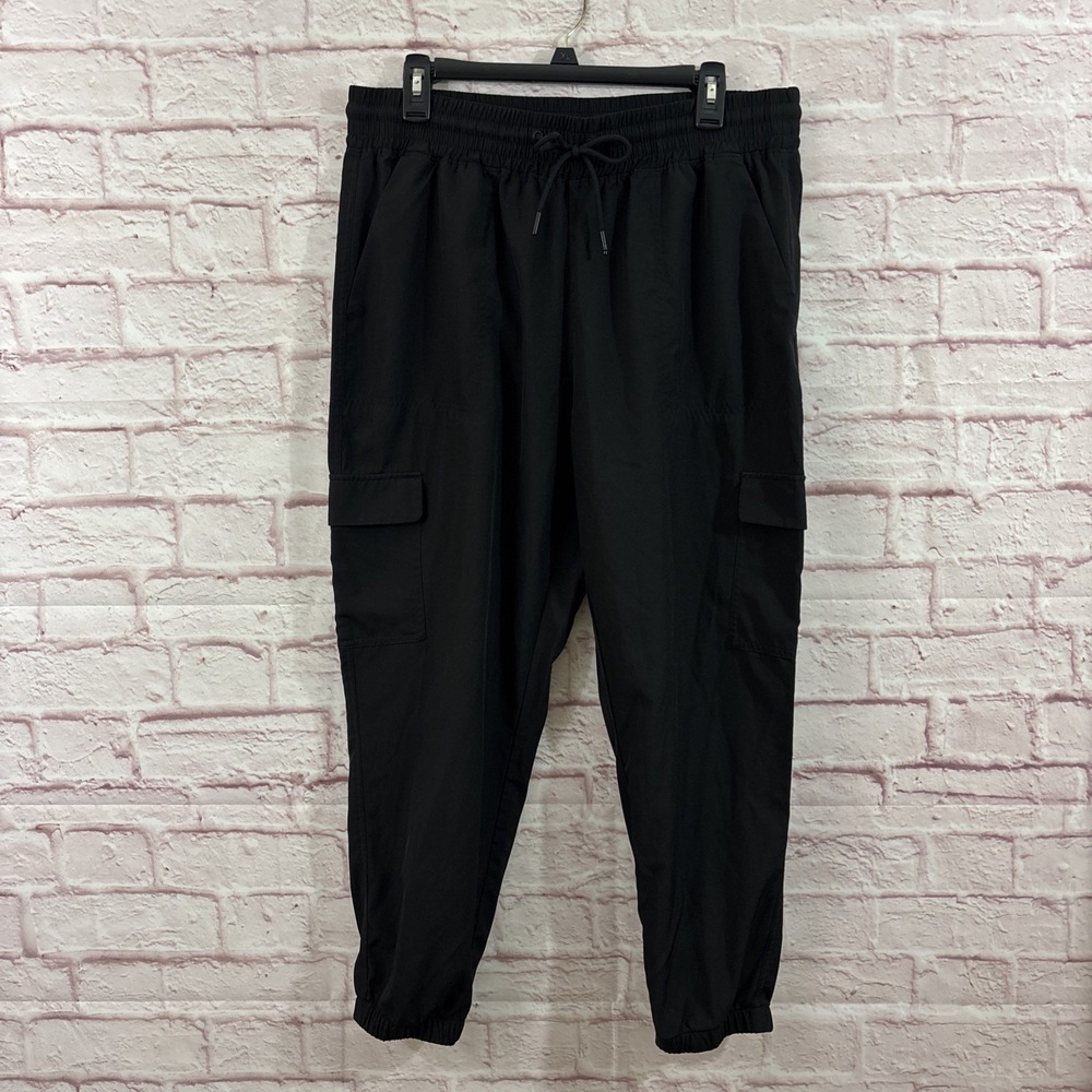 Old Navy L Women's Joggers Black Drawstring Waist Pockets  7/8 Length High Rise